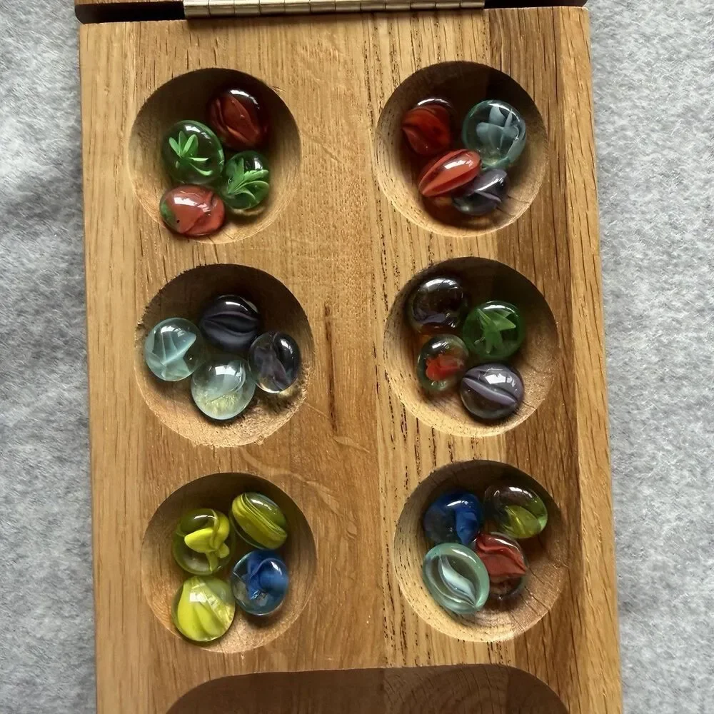 Cardinal Solid Wood Folding Mancala Game Complete with Colorful Playing Pieces